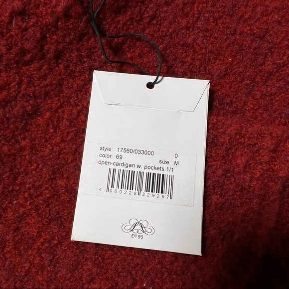NWT Allude Wool Blend Rusty Red Open Front Knit Cardigan Sweater - Picture 12 of 12